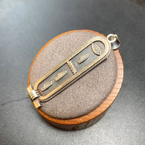 VTG Solid Sterling Silver 925 Traditional Cartouche Pendant Size 2'' Length - Picture 2 of 12